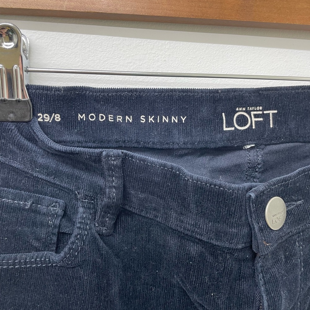 Ann Taylor Loft Pants Women Size 29/8 Blue, Corduroy, High Rise, Modern Skinny - Picture 5 of 7